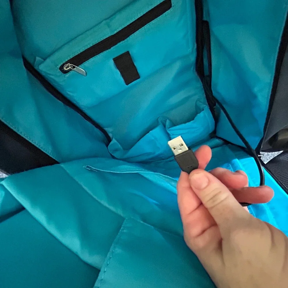 Oscaurt Anti Theft Laptop Backpack Blue Black USB Charging Port Travel Bag